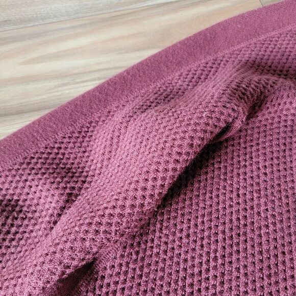 Athleta Thermal Honeycomb Split Hem Crewneck Merino Wool Pullover Sweater Rust - Picture 11 of 15